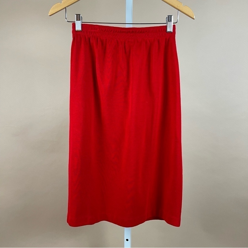 Vintage C. D. Petites Size Small Vibrant Red Midi Pencil Skirt Bold Costume
